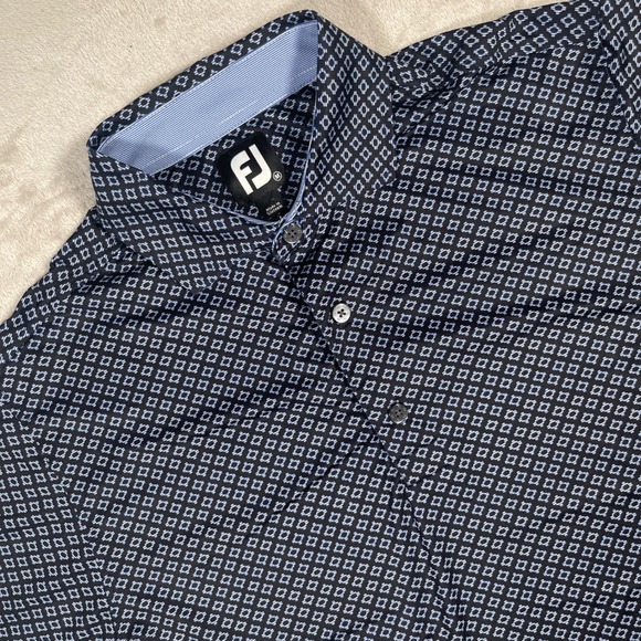 FootJoy Other - FootJoy Golf Polo Mens M Black Navy Blue Geometric Print Stretch Performance